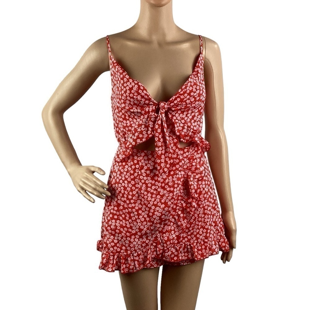 Hello Molly Last Days of Disco Romper Size XS Red Floral
